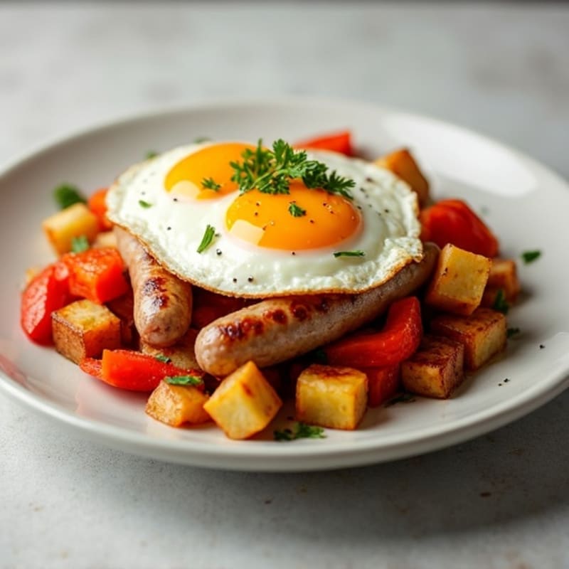 Lean Sausage, Roasted Potato, and Bell Pepper Bake
