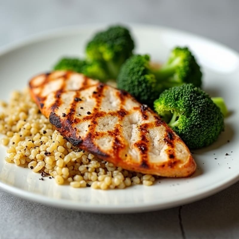Grilled Turkey Breast with Quinoa and Roasted Broccoli