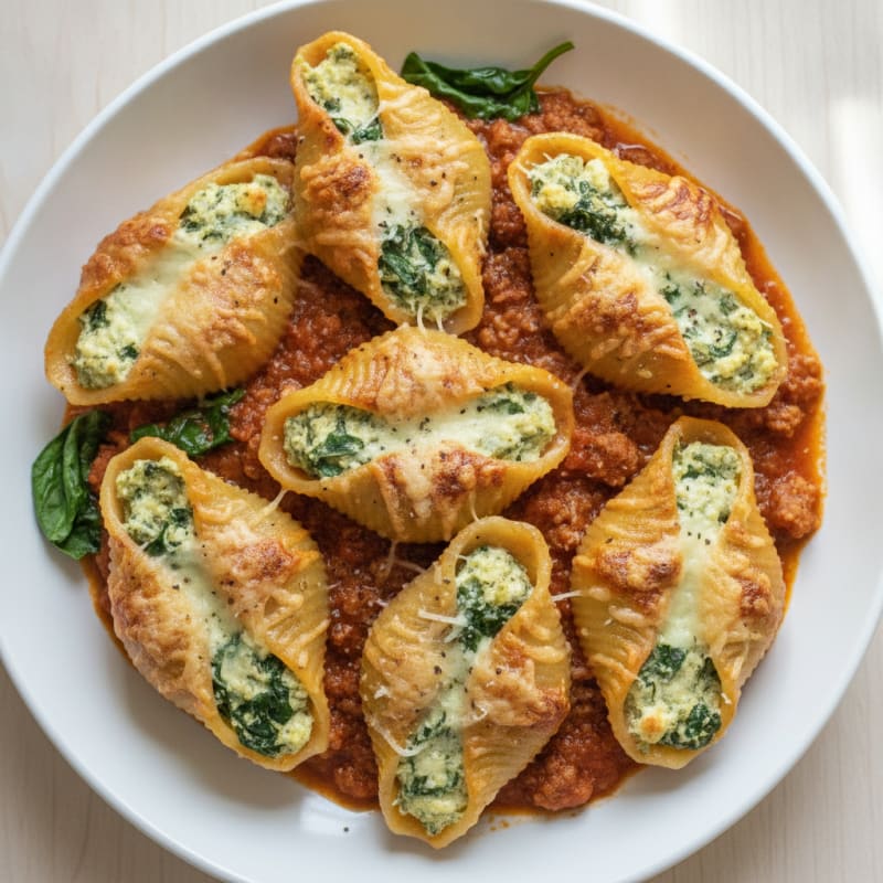 Baked Spinach Ricotta Stuffed Shells