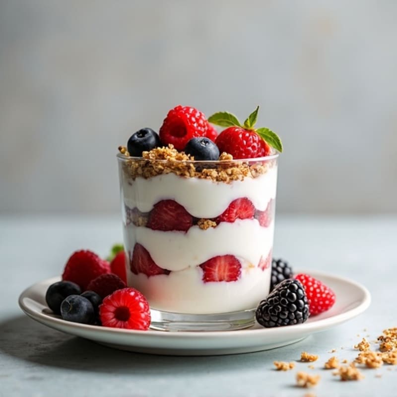 Greek Yogurt Parfait with Berries and Chia Seed Crunch