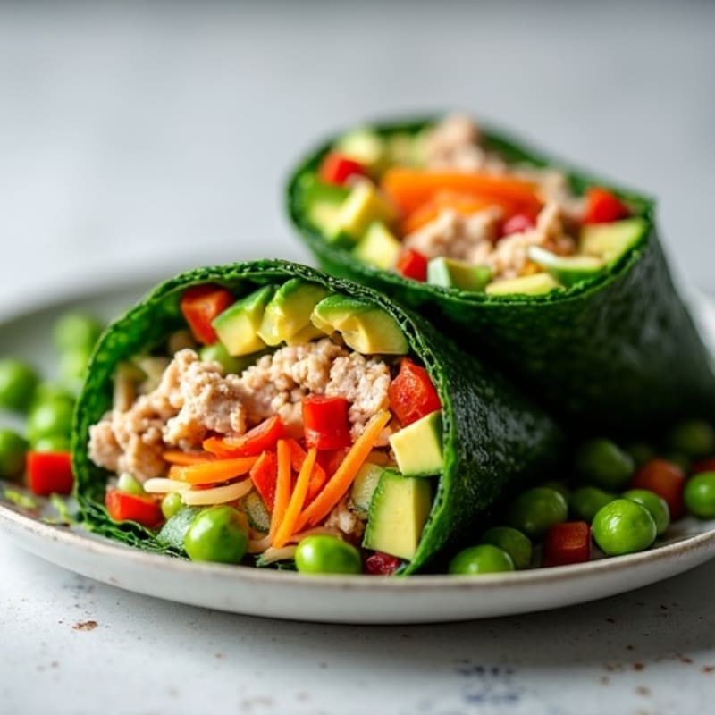 Fresh Tuna and Avocado Seaweed Wraps with Crunchy Vegetables