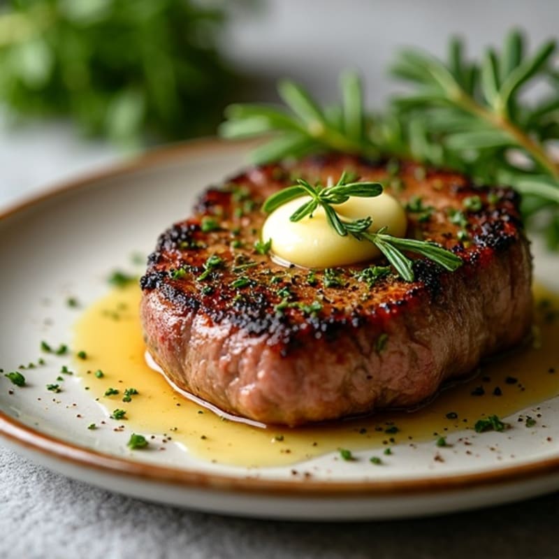 Herb-Crusted Pan Seared Steak with Garlic Butter