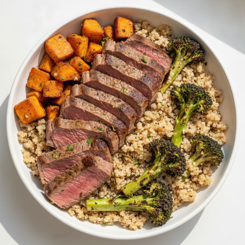 Steak and Sweet Potato Quinoa Bowl