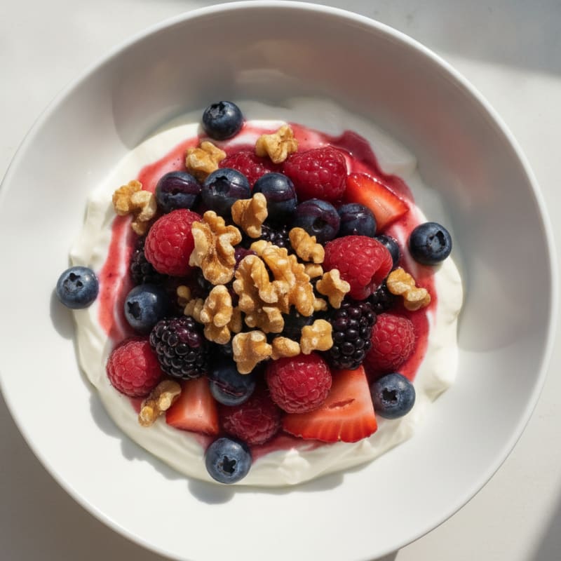Silky Greek Yogurt Protein Pudding with Mixed Berries
