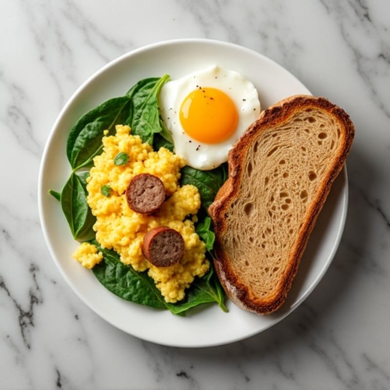 Egg White and Turkey Sausage Scramble with Spinach