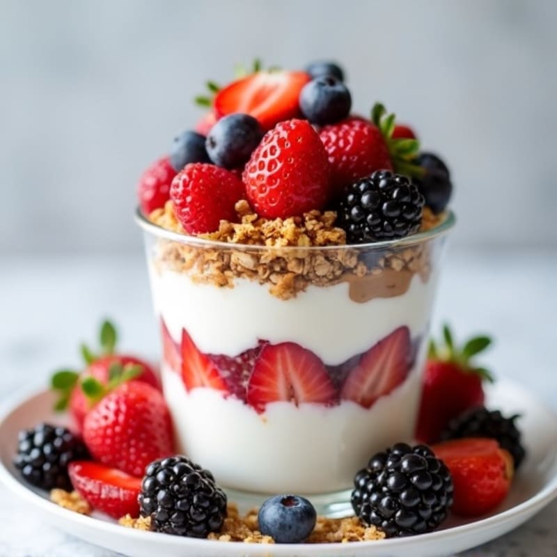 Creamy Greek Yogurt Parfait with Mixed Berries and Almond Butter