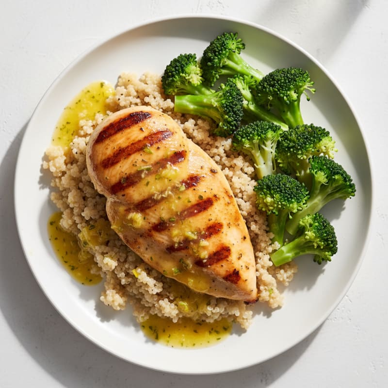 Grilled Chicken Breast with Quinoa and Steamed Broccoli