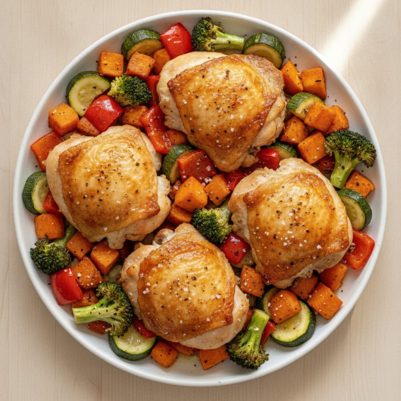 Sheet Pan Chicken Thighs and Roasted Vegetables