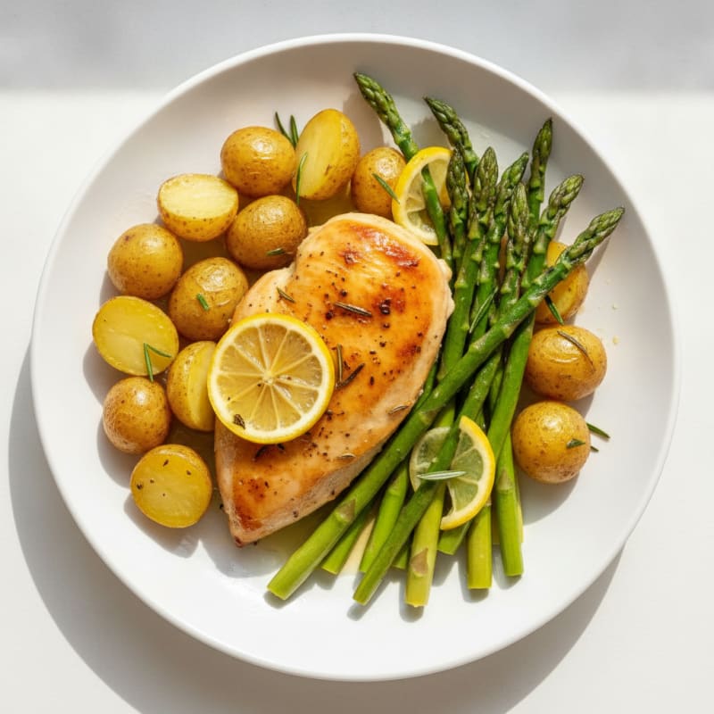 Lemon-Herb Roasted Chicken with Asparagus