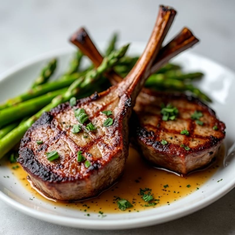 Grilled Herb Lamb Chops with Roasted Asparagus