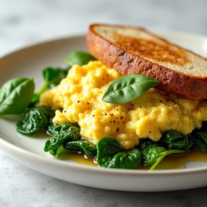 Egg White and Spinach Scramble with Turkey Sausage