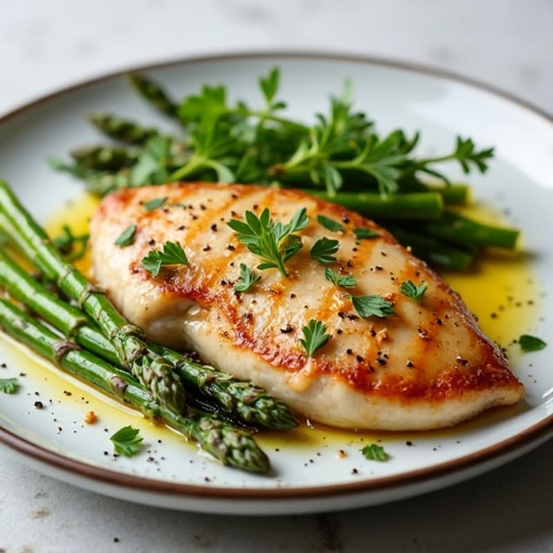 Garlic-Herb Pan-Seared Chicken with Roasted Asparagus