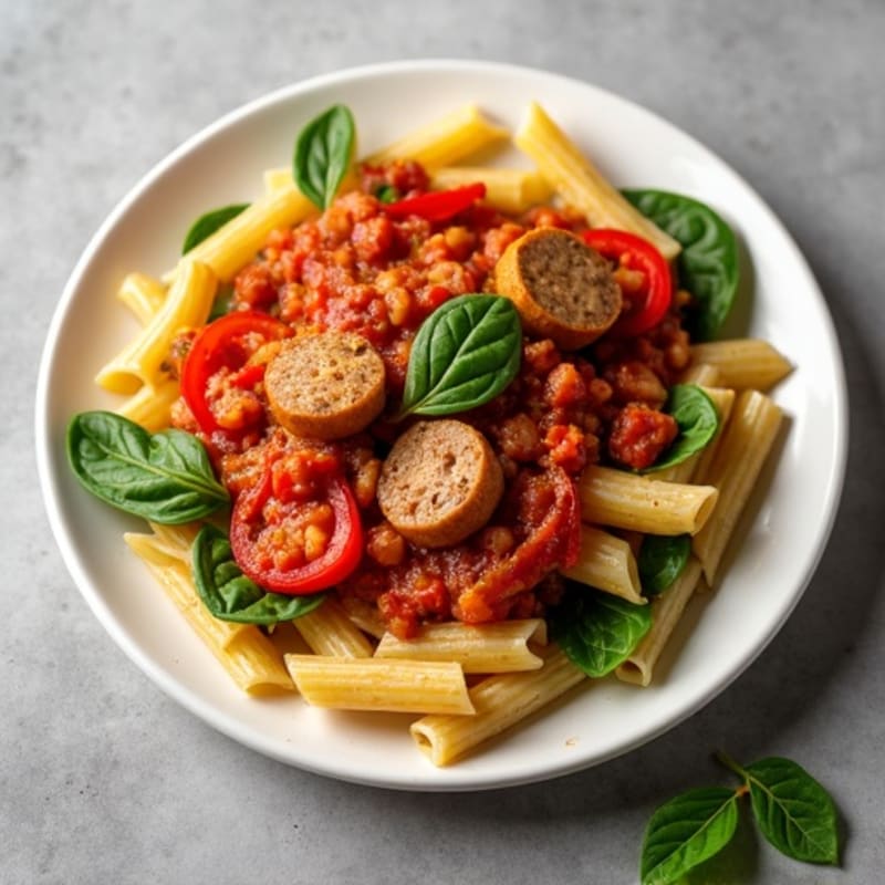 Lean Turkey Sausage Ragu with Whole Grain Pasta