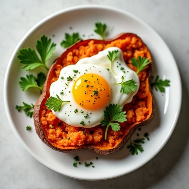 Crispy-Skin Sweet Potato with Greek Yogurt and Herbs