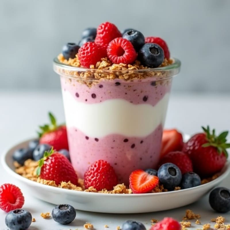 Creamy Greek Yogurt Parfait with Fresh Berries and Crunchy Granola