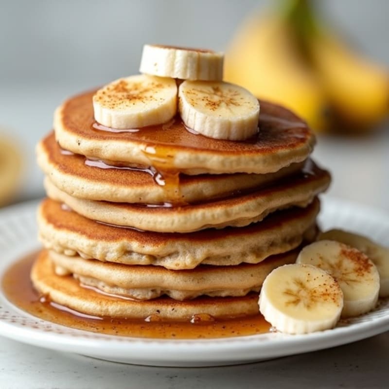 Fluffy Protein Banana Pancakes with Warm Cinnamon Bananas