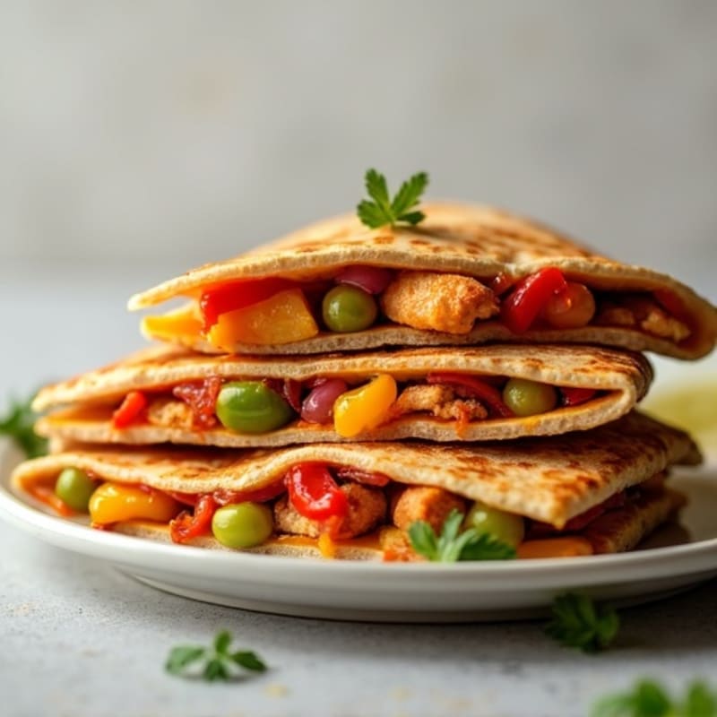 Crispy BBQ Chicken and Veggie Quesadillas