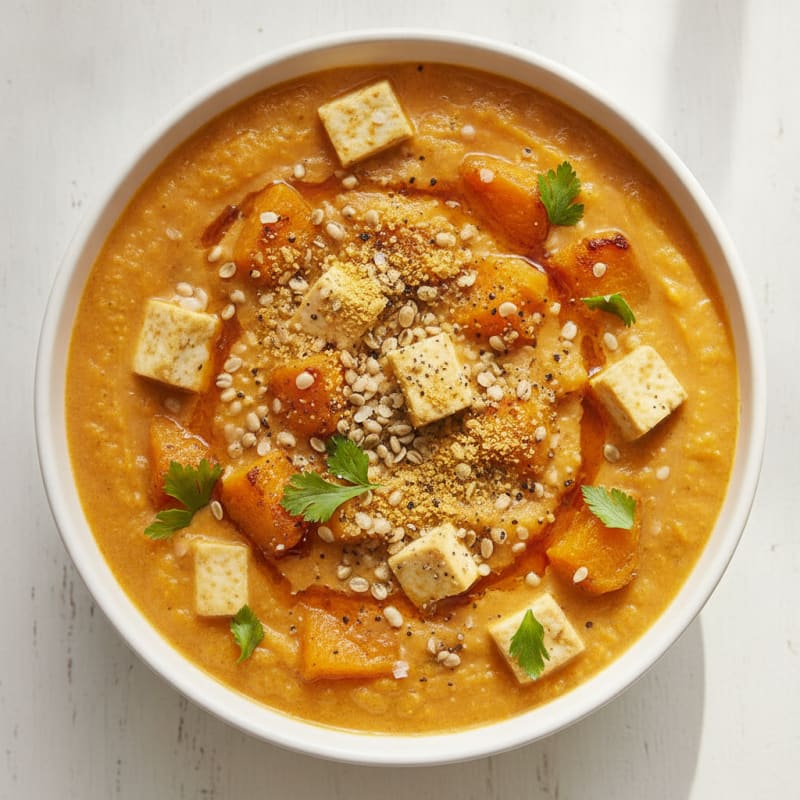 Roasted Butternut Squash and Tofu Soup