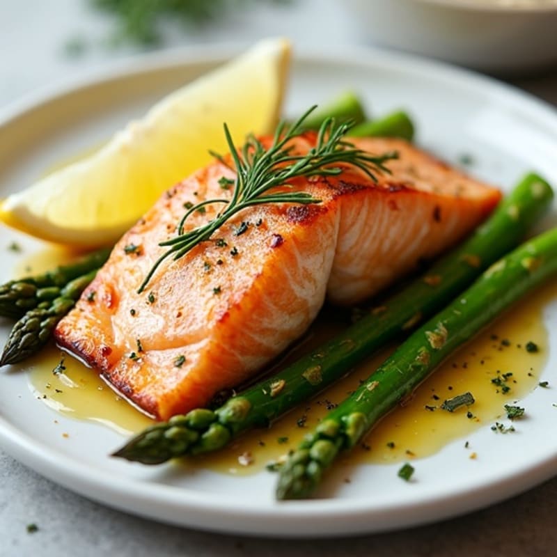 Lemon Herb Grilled Salmon with Roasted Asparagus