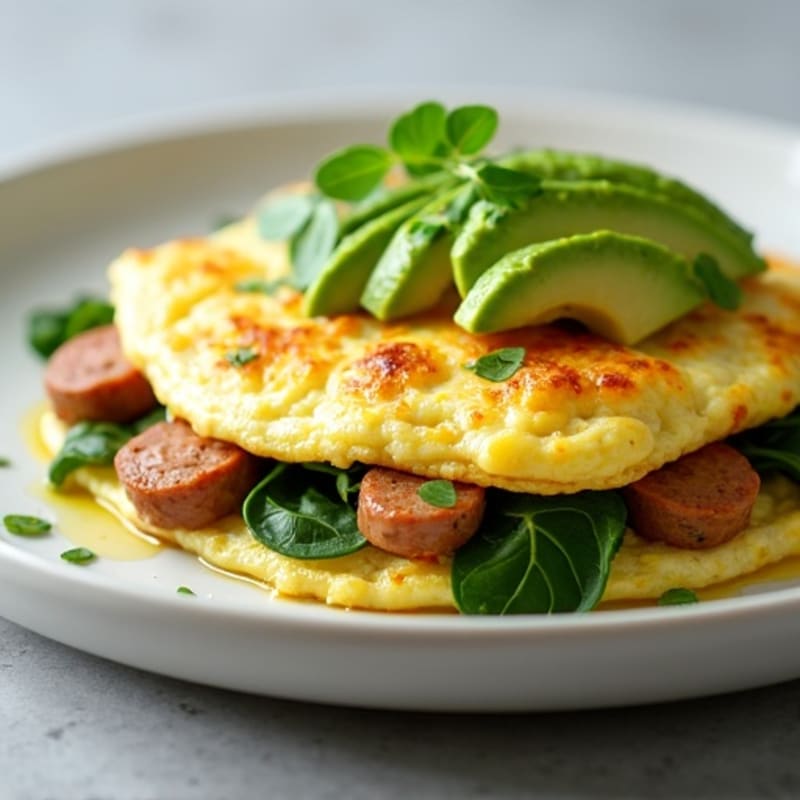 Egg White Spinach Omelette with Turkey Sausage