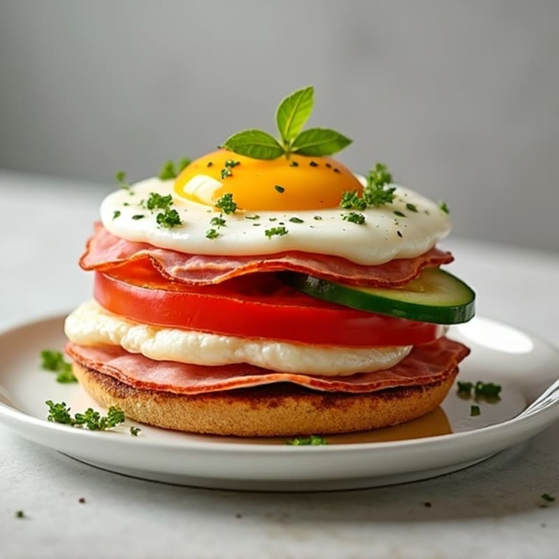 Lean Turkey-Salami Stack with Fresh Mediterranean Vegetables