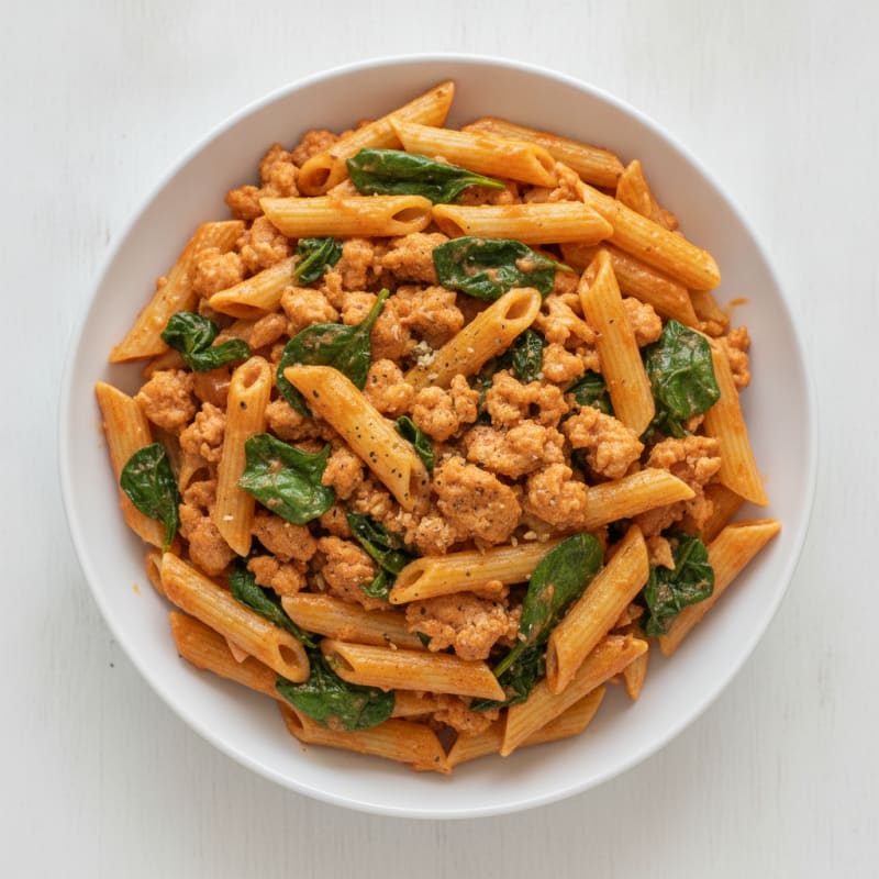 Turkey Spinach Tomato Creamy Penne