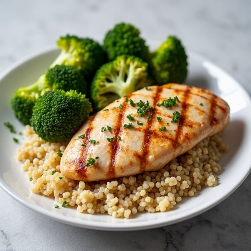 Grilled Chicken Breast with Roasted Broccoli and Quinoa