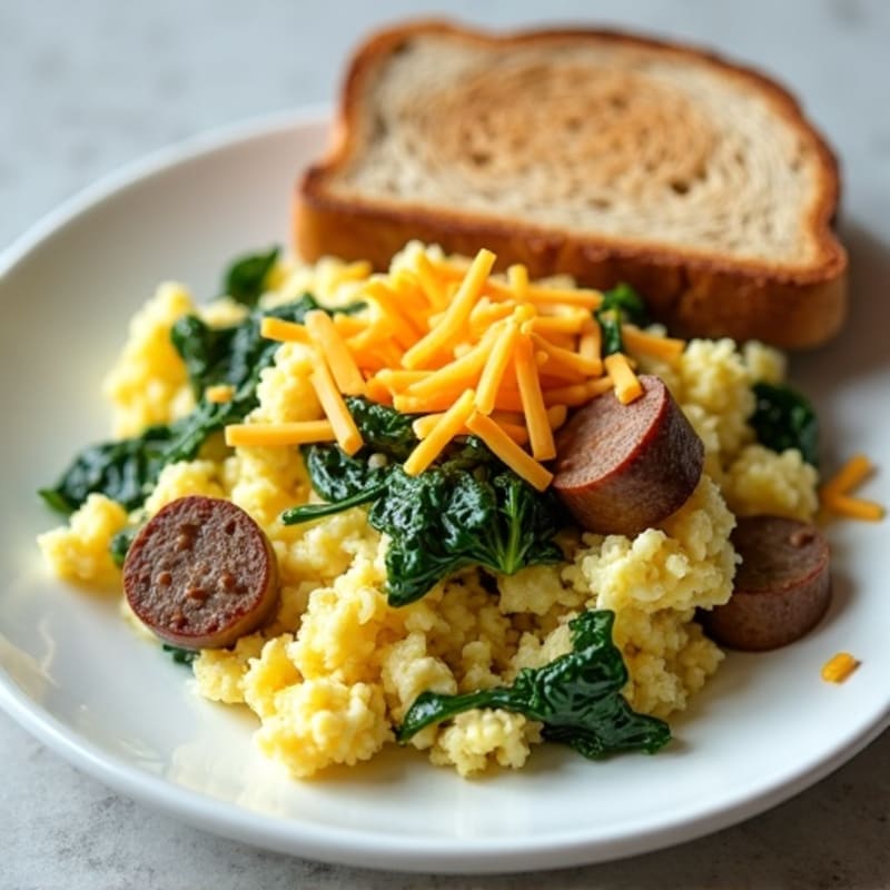 Egg White Scramble with Spinach and Turkey Sausage