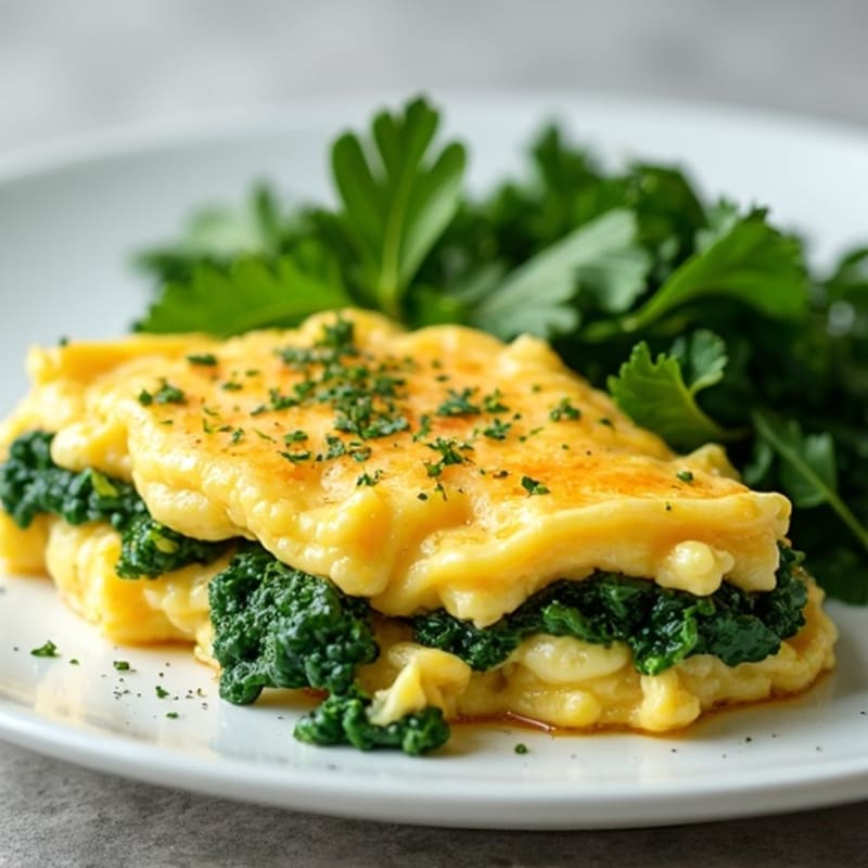 Creamy Scrambled Eggs with Fresh Herbs and Sautéed Greens