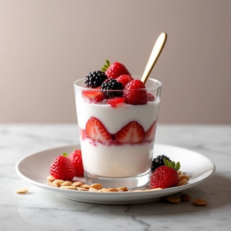 Greek Yogurt Protein Parfait with Mixed Berries and Almonds