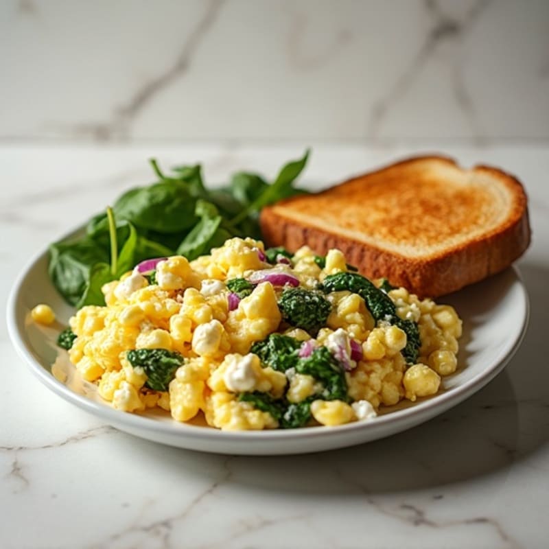 Egg White Scramble with Cottage Cheese and Spinach