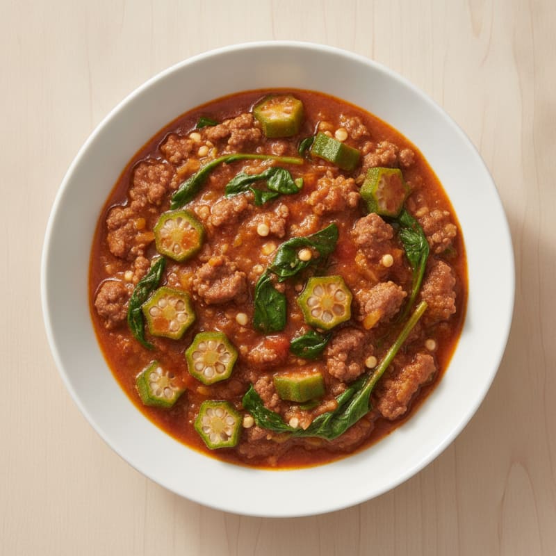 Beef and Okra Stew with Spinach
