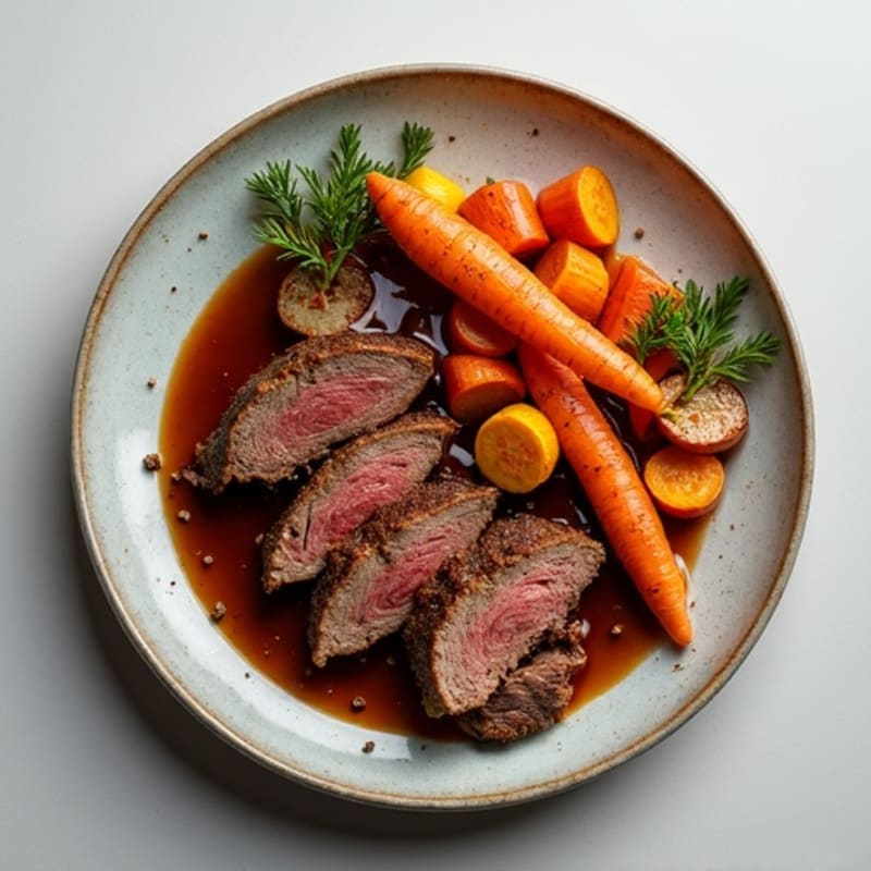 Slow Cooked Smoky Brisket with Roasted Root Vegetables