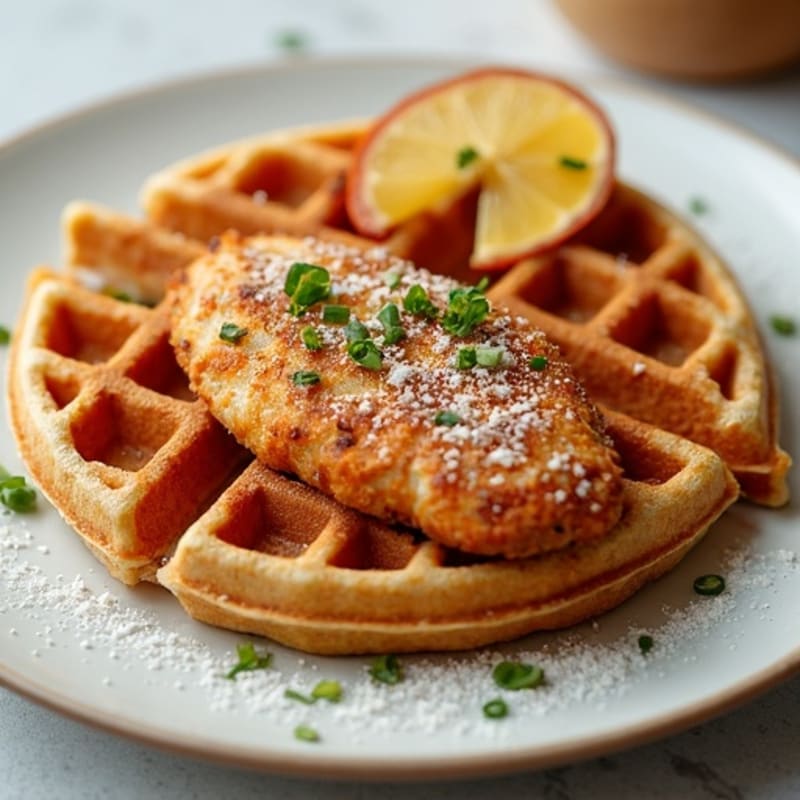 Crispy Baked Chicken with Savory Whole Wheat Waffles