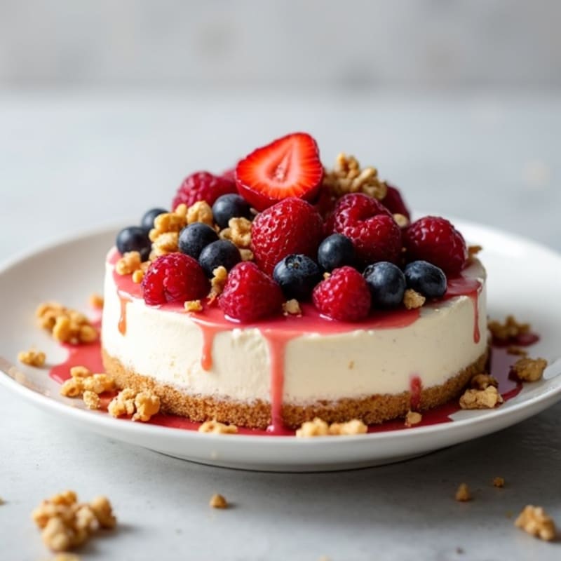 Greek Yogurt Protein Cheesecake with Mixed Berries