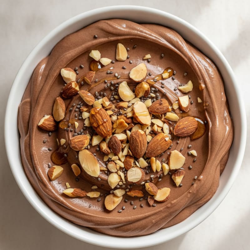 Chocolate Protein Greek Yogurt with Chopped Almonds