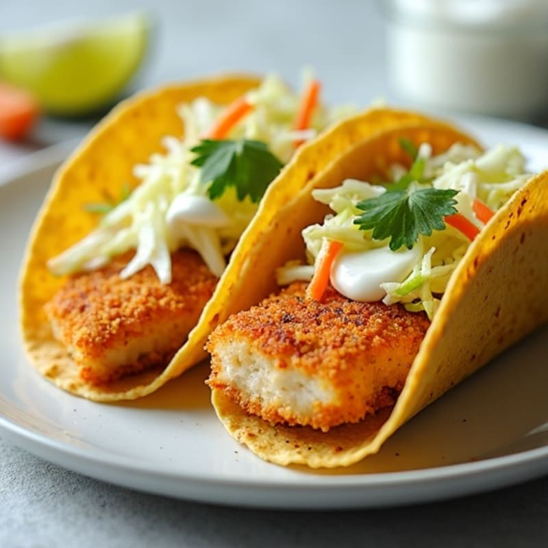 Crispy Baked Fish Tacos with Lime Slaw