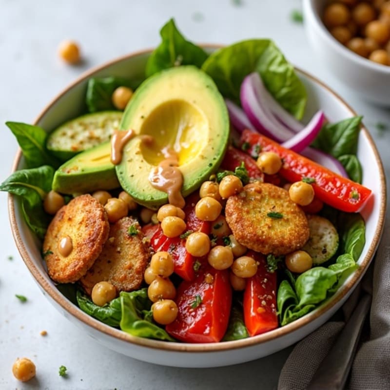 Crispy Baked Tofu with Roasted Vegetable Buddha Bowl