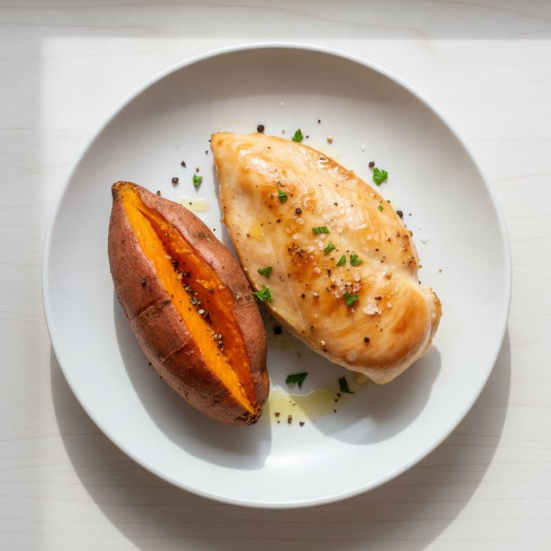 Simple Baked Chicken and Sweet Potato