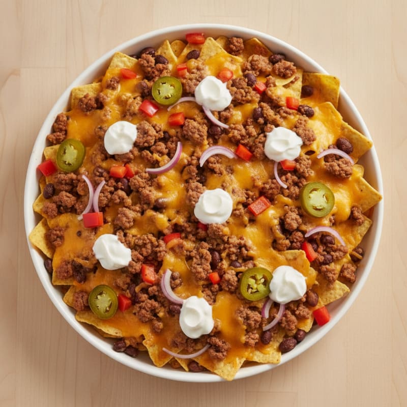 Loaded Beef and Bean Nacho Platter