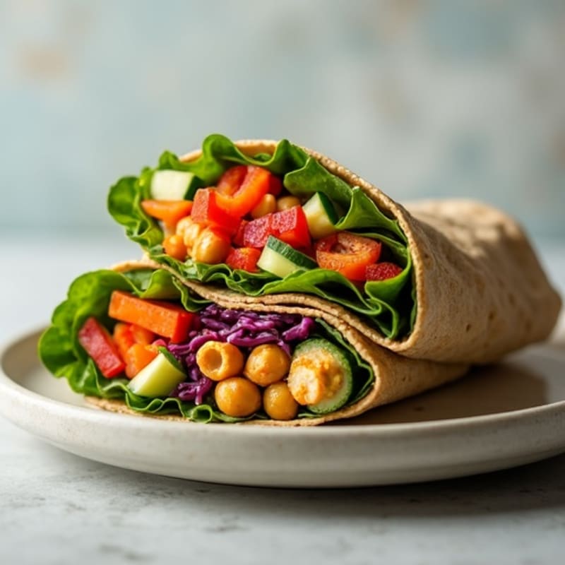 Crunchy Rainbow Veggie Wrap with Hummus