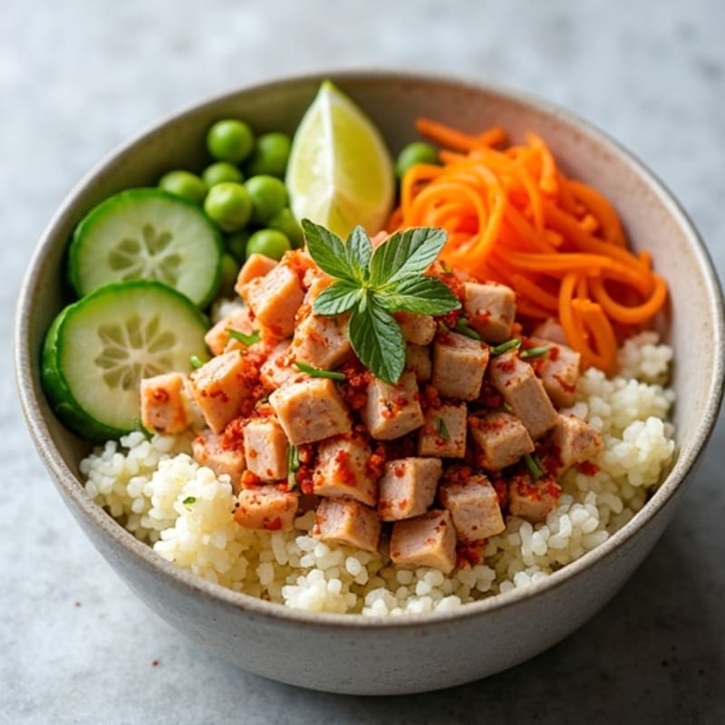 Spicy Tuna Bowl with Cauliflower Rice and Crunchy Vegetables