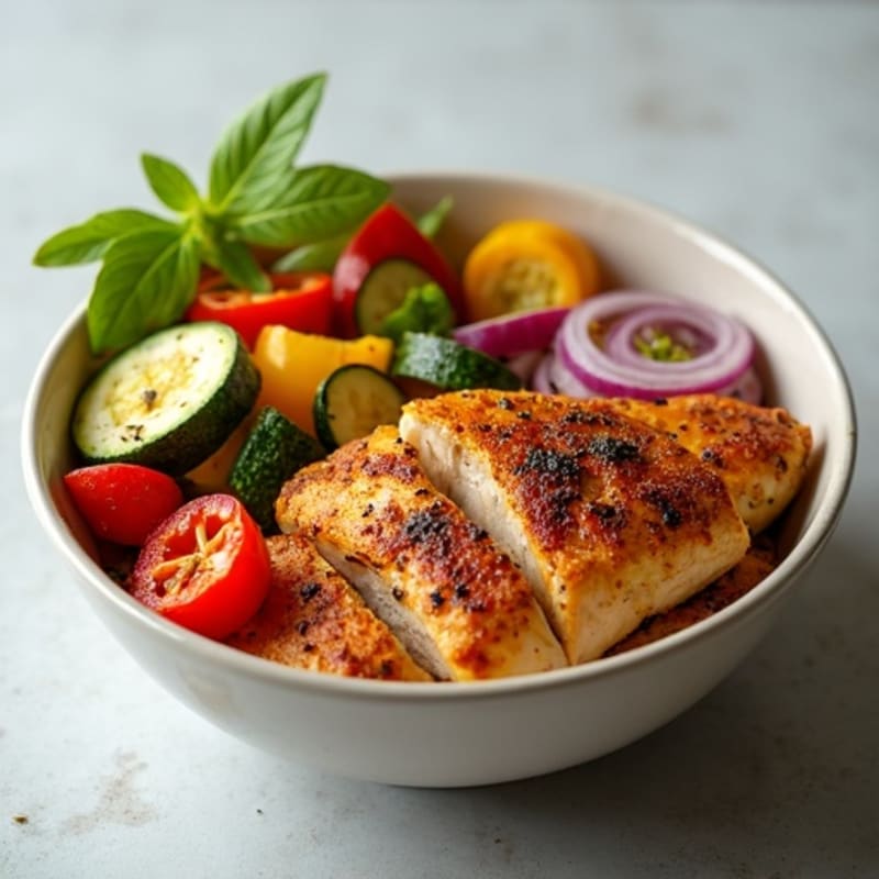 Herb-Spiced Chicken Shawarma Bowl with Roasted Vegetables