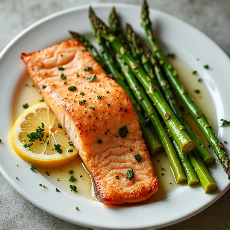 Crispy Skin Salmon with Lemon-Herb Roasted Asparagus