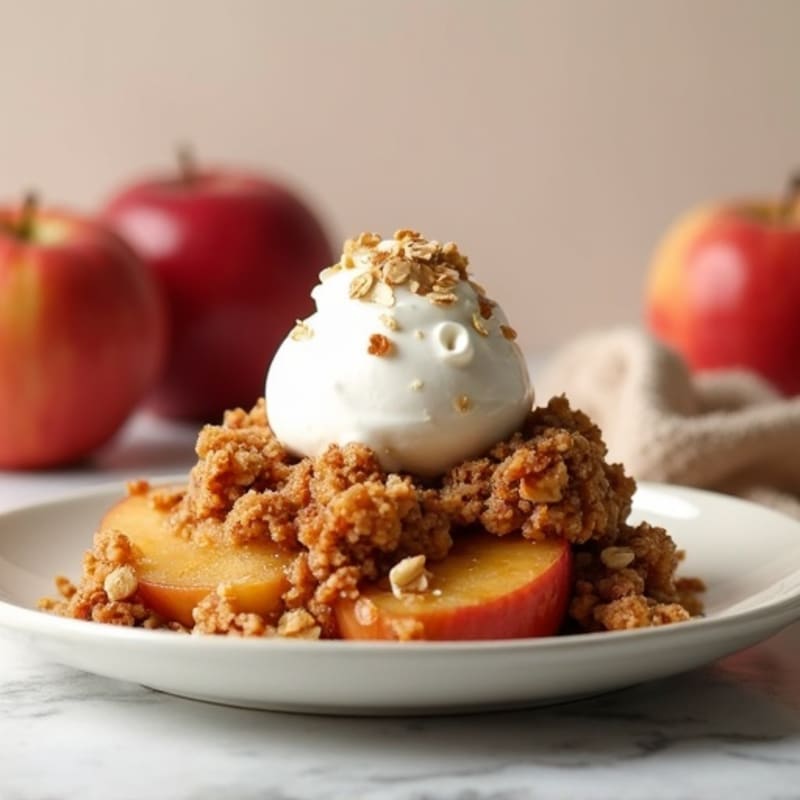 Warm Cinnamon Apple Crisp with Toasted Oats and Creamy Greek Yogurt