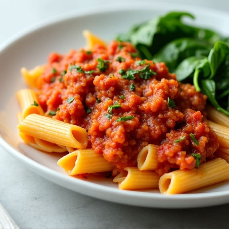 Penne with Lean Ground Turkey, Spinach, and Robust Marinara