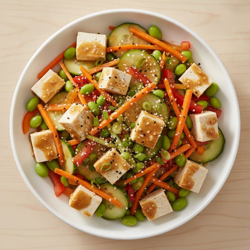 Chilled Tofu Salad with Sesame-Ginger Dressing