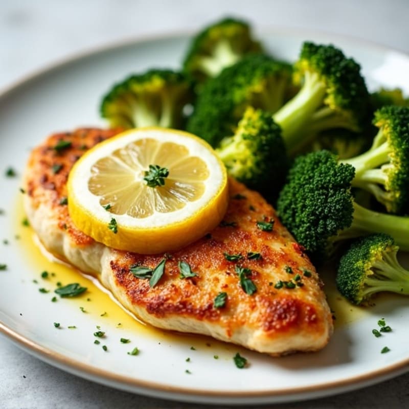 Crispy Lemon Herb Chicken with Roasted Broccoli