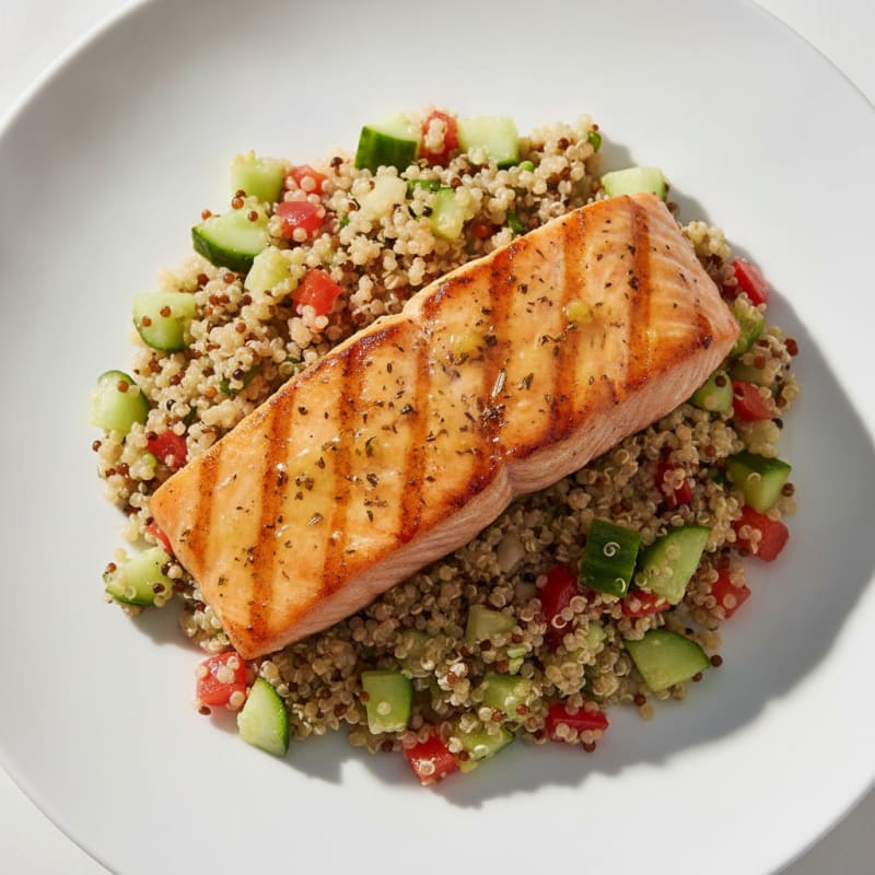 Grilled Lemon Herb Salmon with Crunchy Quinoa Salad