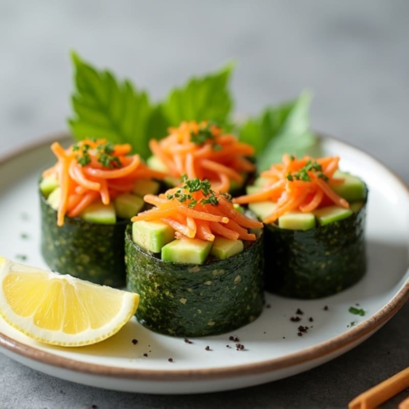Fresh Salmon and Crisp Veggie Seaweed Rolls
